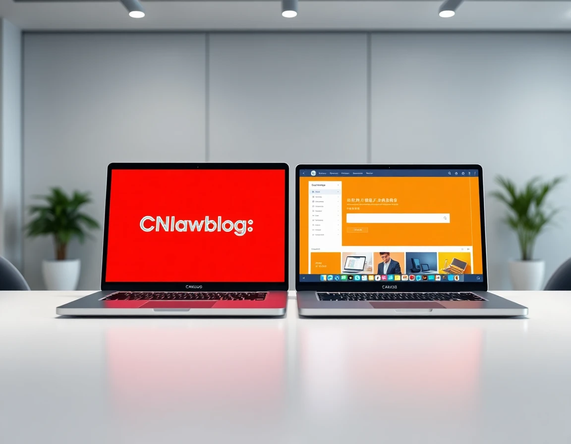 Split-screen comparison of Cnlawblog and alternative legal platforms on laptop screens