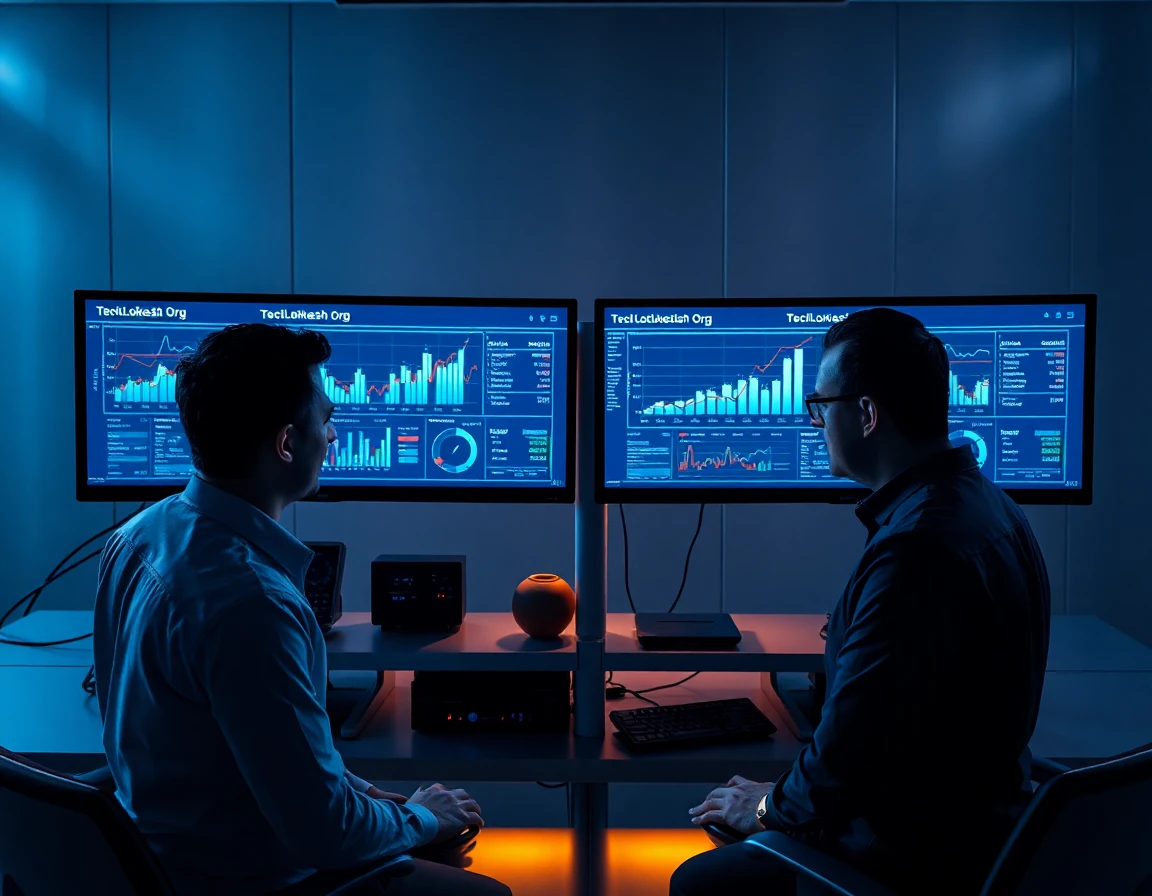 Professionals analyzing TechLokesh Org comparison with alternatives on digital monitors